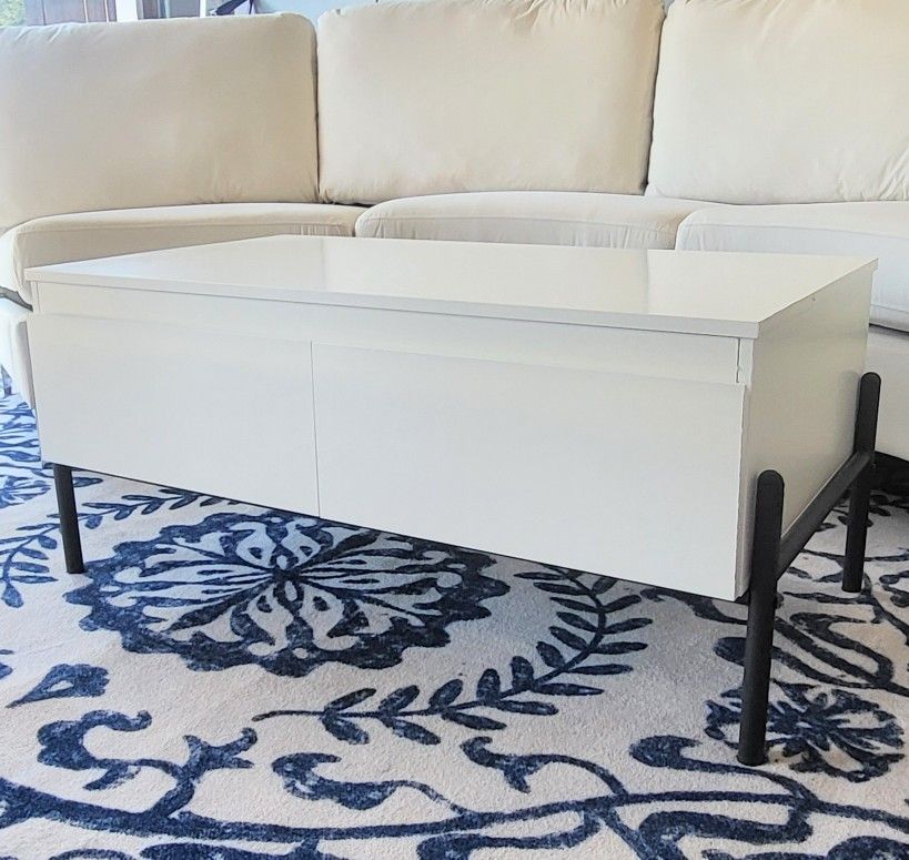 White Coffee Table with 2 Drawers