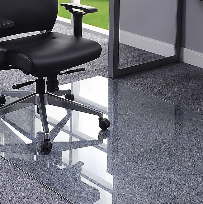 Tempered Glass Chair Mat, 48" x 60" x .25” Clear - Brand: Lorell®