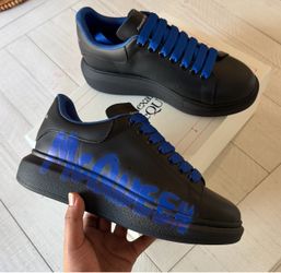 Alexander McQueen Oversized Graffiti Sneakers Black Blue