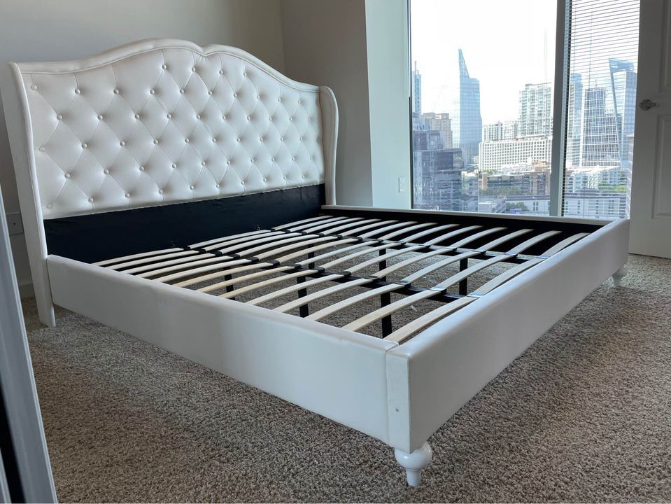 White Tufted King And Queen Size Bed Frame
