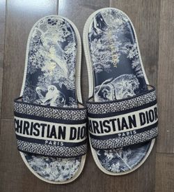 Christian Dior Dway Toile de Jouy Slides – Navy & White Size 6
