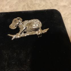 BEAUTIFUL vintage Brooch …Silver Super Shiny Panda Bear With Clear Crystals(Swarovski )