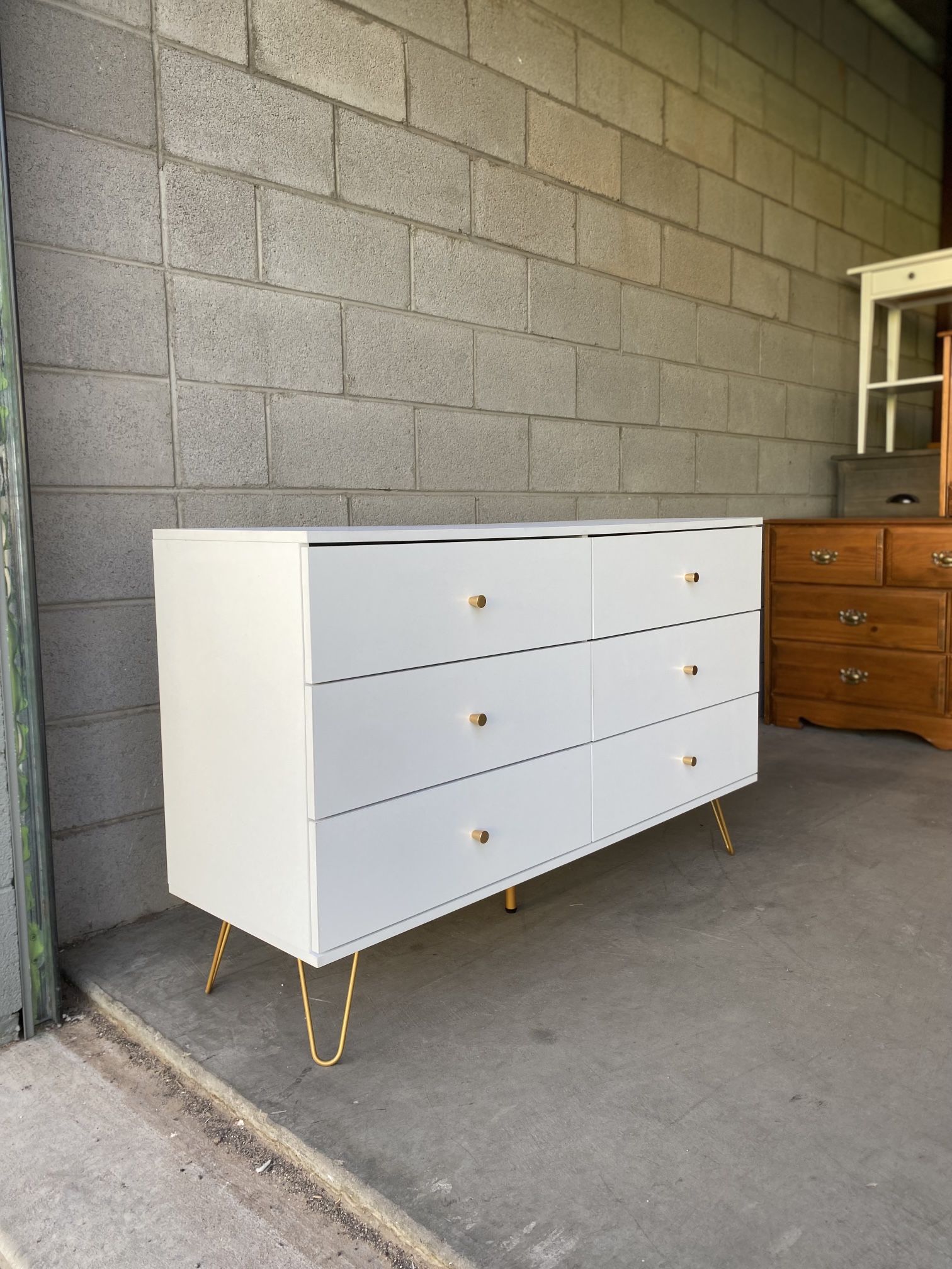 white dresser with gold hardware Kendall - 6-Drawer Dresser