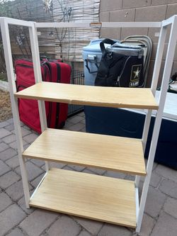 3-Tier Shelf Unit White Metal Frame
