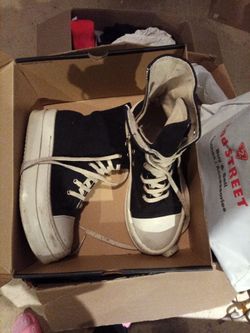Rick Owens Black Platform High-Top Sneakers with Zipper