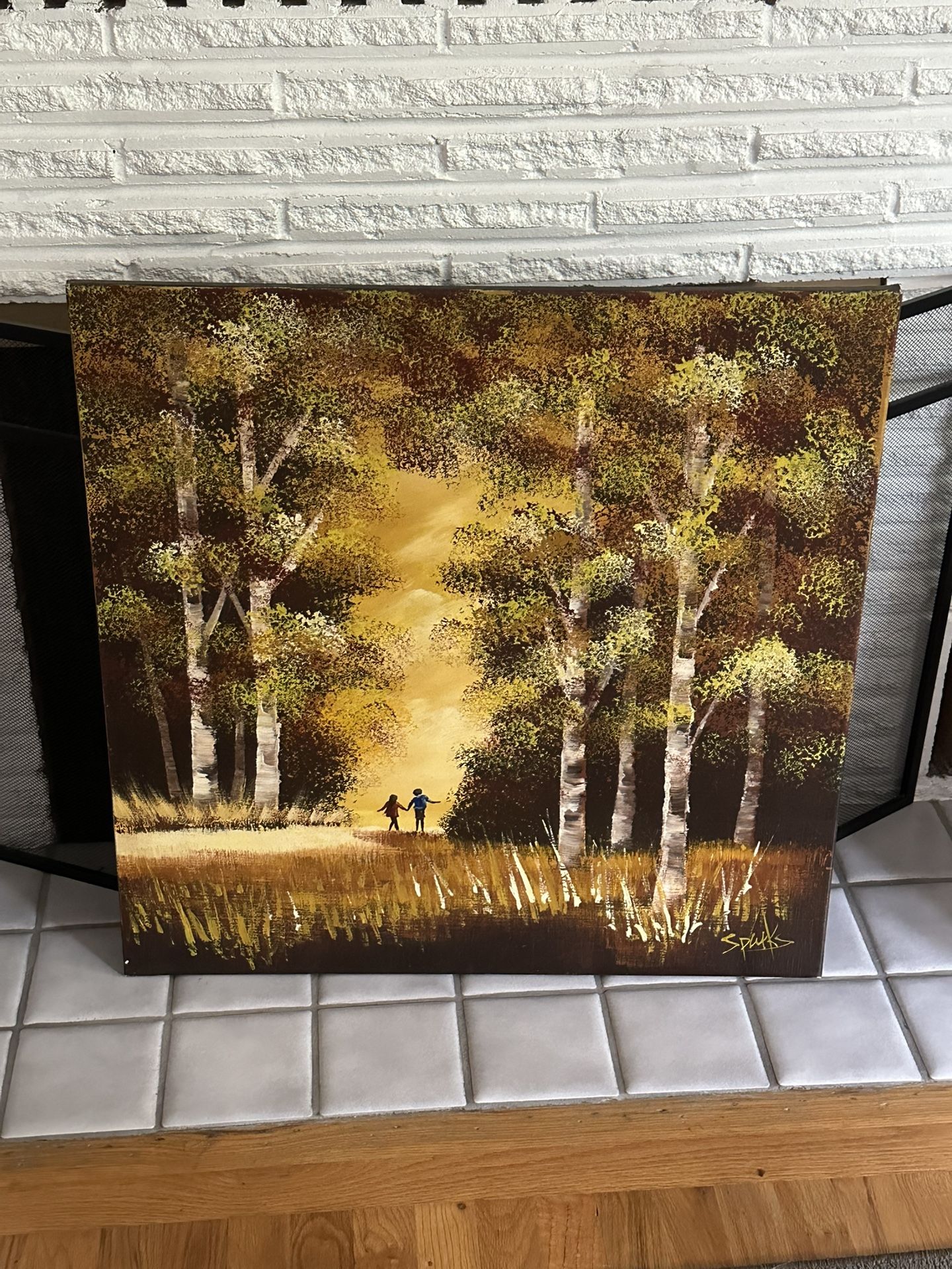 30x30 Autumn Forest Painting – Hand-Painted Canvas