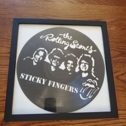 The Rolling Stones rock band - Laser cut - carved vinyl record art Sticky Fingers music framed great collectible
