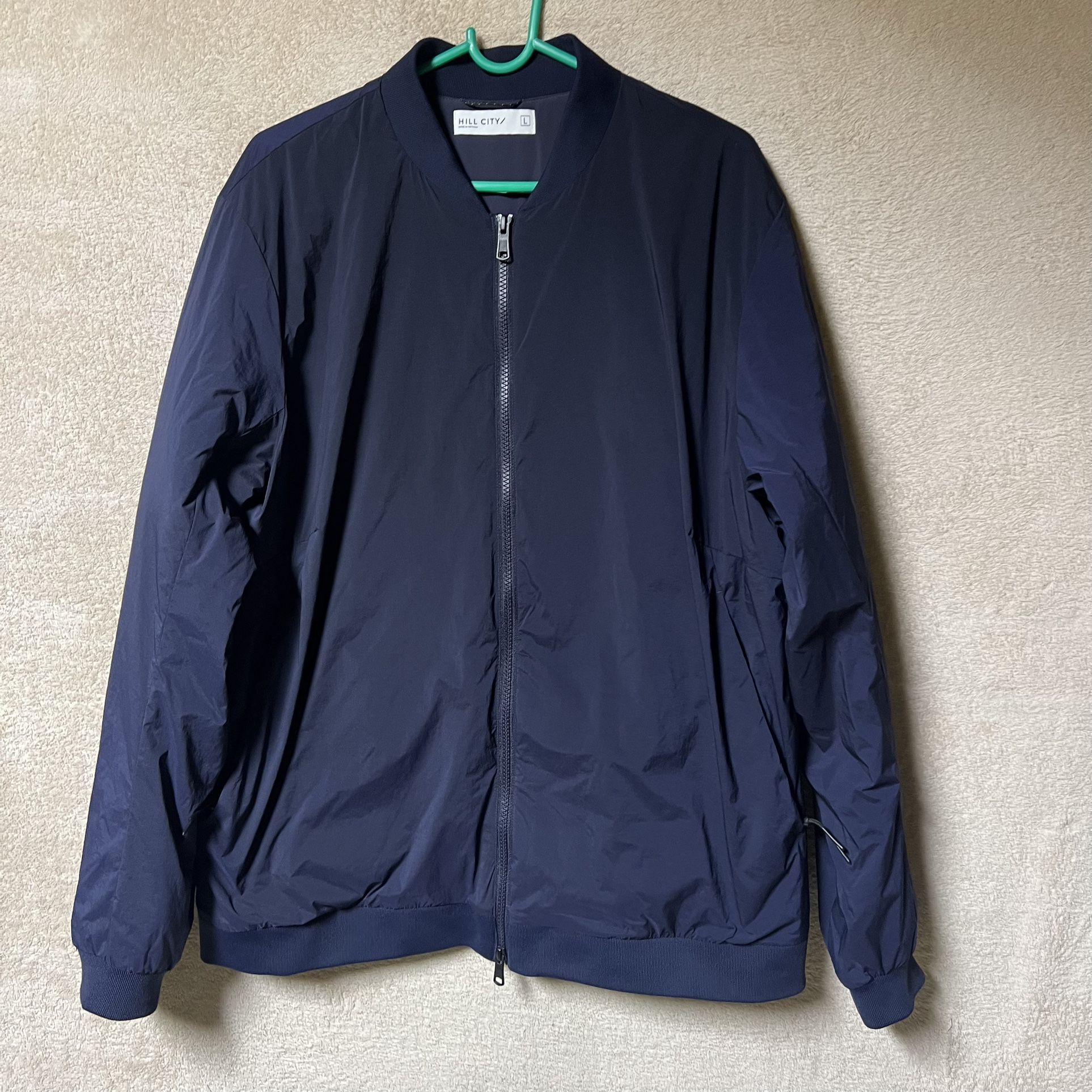 Hill City Nylon Bomber Jacket Mens Large Blue
