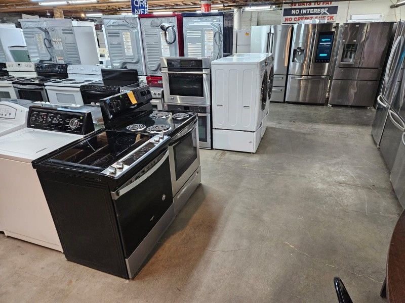 Blow Out Sale Warehouse Full Of Nice Like Brand New Washer Dryer Fridge Stove Oven Stackable Free Warranty Free Financing Available 90day TO Pay