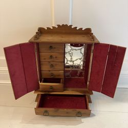 Vintage Wooden Jewelry Armoire