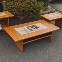 Gangsø Mobler Scandinavian Teak Tables Tile Inlay