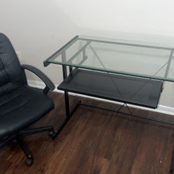 Glass Computer Desk & Office Chair ($100)