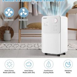 New COSTWAY 2000 Sq. Ft Dehumidifier for Large Room & Basement, 32 Pint Dehumidifier with Drain Hose