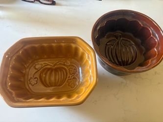 Vintage Ceramic Pumpkin Mold Set of 2