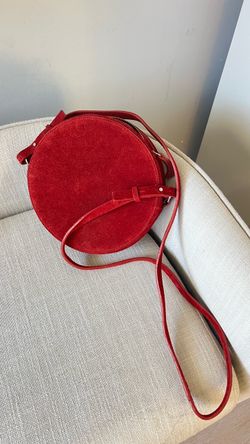Red Suede Round Crossbody Bag