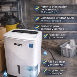 💧🔥 TECCPO 50 Pint Dehumidifier – ENERGY STAR 🔥💧  Powerful • Reliable • Perfect for Large Rooms & Garages  Tired of humidity, mold smell, or damp a
