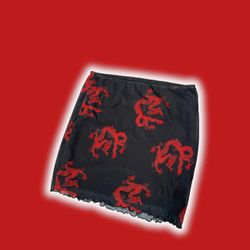 Red Dragon Mini Skirt (size Large /XL) Festival Outfit, EDC / Rave 