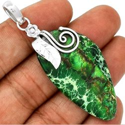 GENUINE GREEN JASPER STERLING SILVER PENDANT JEWELRY
