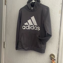 ADIDAS  GRAY COLOR SWEATSHIRT WITH HOODIE SIZE 14/16  LARGE  USED ONCE  DIDN’T  FIT