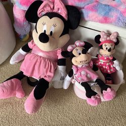 Bulk Lot Of 3 Stuffy. Giant Minnie Mouse Plushy’s, Minnie, Mouse, Dance And Skate.