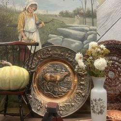 Vintage Large Copper Wall Decor Plate 
