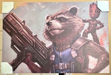 Digital art canvas, Guardian of the Galaxy’s, Rocket Raccoon, digital art on canvas