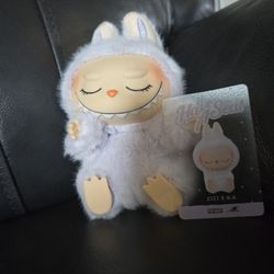 Labubu Zizi have a seat purple plush toy keychain pendant