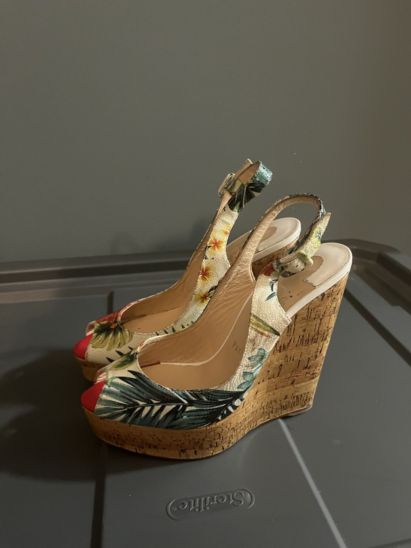 Christian LouBoutin Wedge Leather Patent Upper Heels