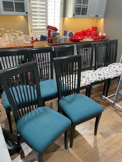 Set of eight oak chairs that have been refinished