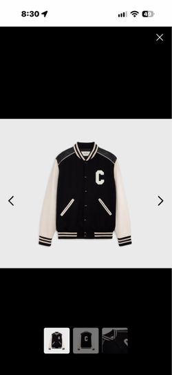 Celine Varsity Bomber Jacket Black Cream