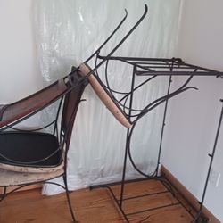 FREE! Beautiful beveled glass dining table and 4 wrought iron chairs