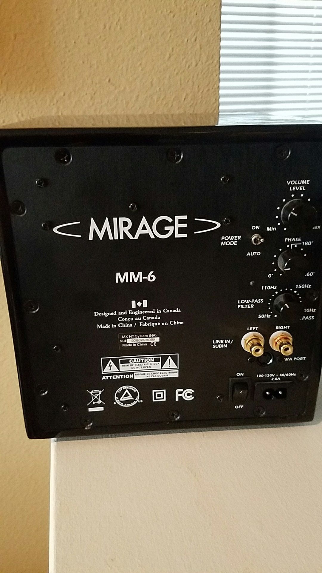 Mirage mm 6 subwoofer sub powered home speaker audio