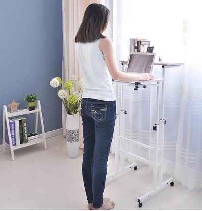 NEW Mobile Sitting/Standing Rolling Reversible Desk, Home Office Laptop Workstation, Side Storage