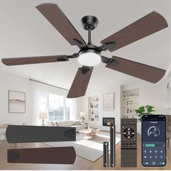 Ceiling Fans with Lights, 52 Inch Modern Ceiling Fans with Lights and Remote Control, DC Reversible Motor, Noiseless, 3CCT, Ceiling Fan for Bedroom, L