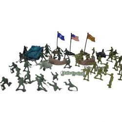 Lot of plastic miniature military soldiers, helicopter, tank, airplane 53 Pc