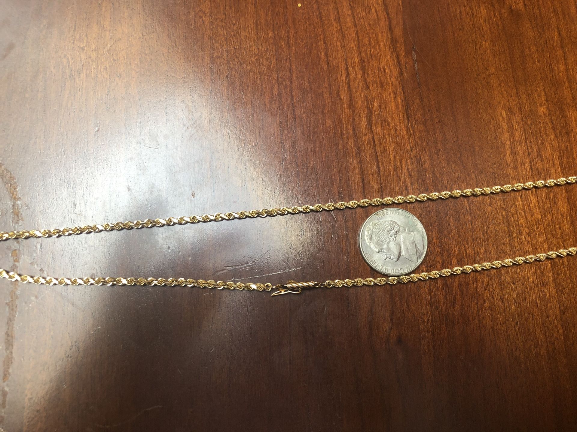 Brand new 14kt beautiful rope chain 24” 14.6 grams