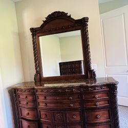 Dresser, Mirror, Side Table, Bed frame 