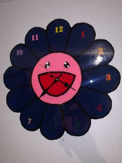 Resin finished Murakami flower clock 19"x19"