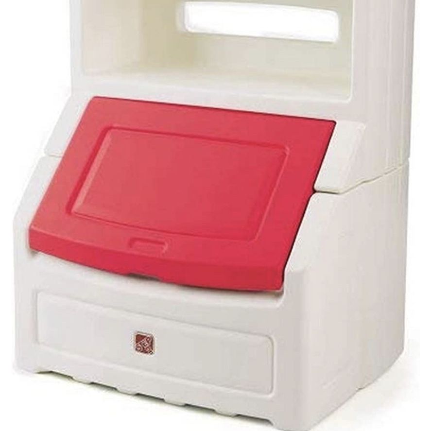 Step2 Lift and Hide Bookcase Storage Chest for Kids Durable Plastic Toy Box Bookshelf Organizer White Red for Sale in Chandler AZ OfferUp