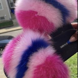 Lydia Real Fur Custom Slides Sizes 10.5,11,12 Message True Size & Order