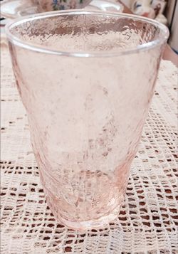 Set of 11 vintage Morgantown pink crinkle glass tumblers