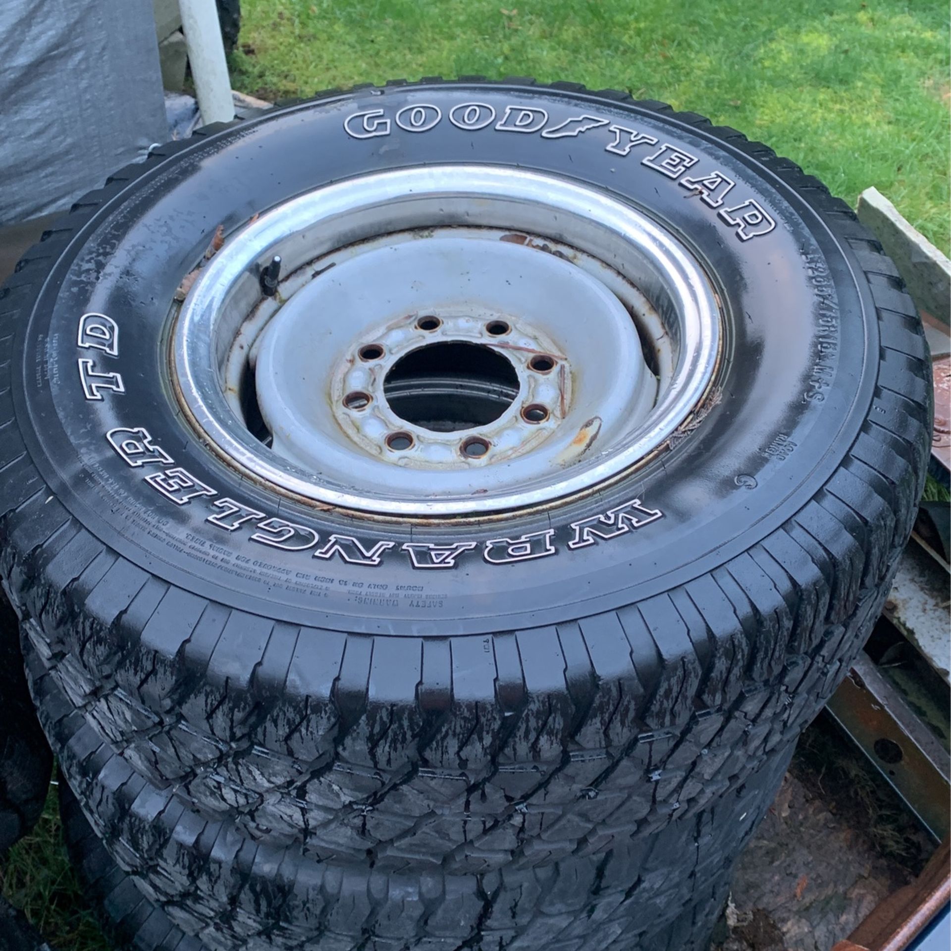 265/75 R16 Goodyear Wrangler td Tires On 8x6.5 Steel Wheels for Sale in