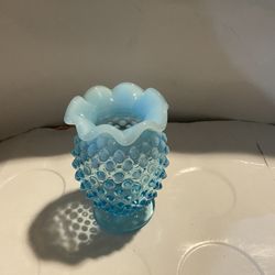Vintage Fenton Blue Hobnail Vase
