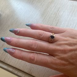 Ring Gold with sapphire & Diamonds 