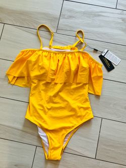 Coskaka One Piece Yellow Swimsuit Women Sz. M