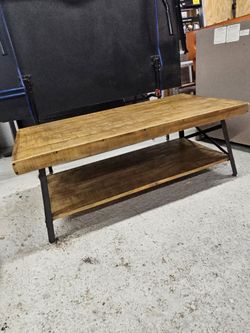 Rustic Wooden Coffee Table With Metal Base