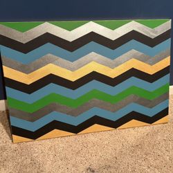 🎨 24” x 36” Chevron Acrylic Painting – $10 OBO