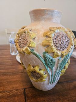 Sunflower Pottery Vase 12.5"