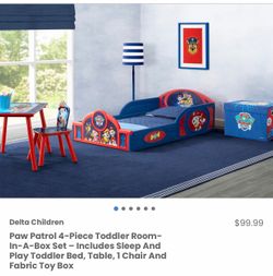 New Paw Patrol Room in box/ Toddler bed frame/ Toy box/ table w/ chair