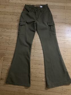 90s Green Cargo Flare Pants